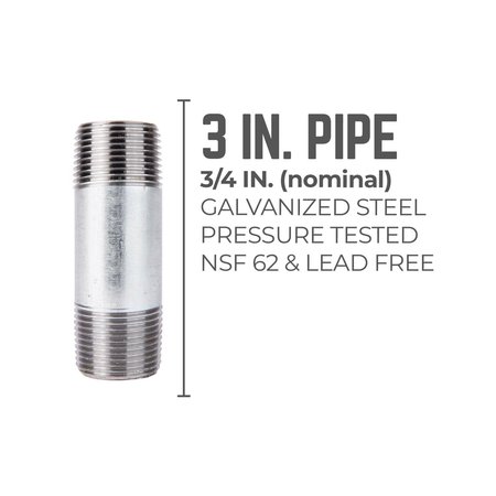 Ace Trading - Nipple STZ Industries 3/4 in. MIP each X 3/4 in. D MIP Galvanized Steel 3 in. L Nipple 301UP34X3